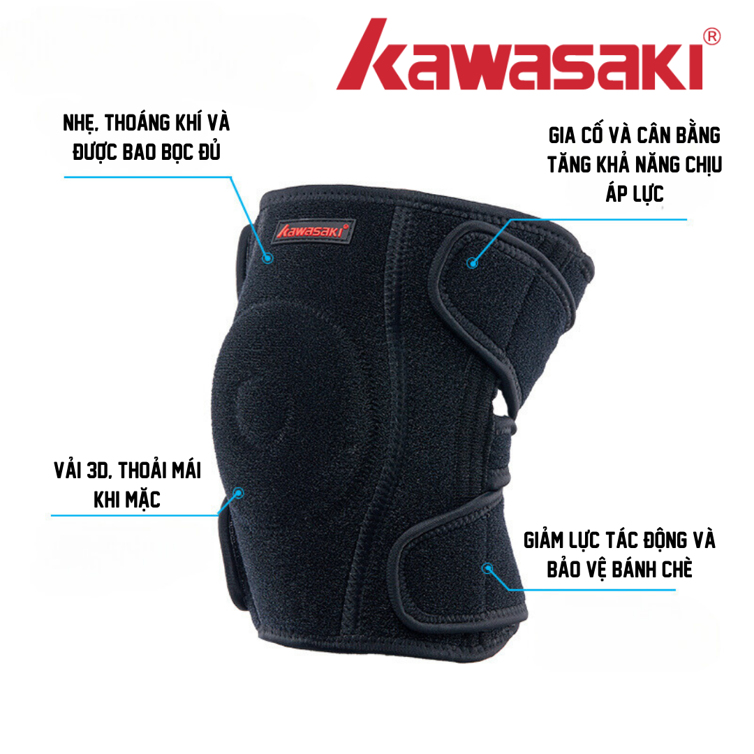 Đai bó gối thể thao Kawasaki B3462 Đệm Tròn Thoáng Khí, Giải Phóng Áp Lực