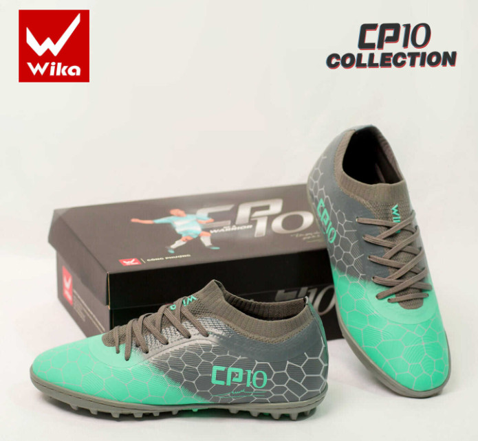 GIẦY ĐÁ BÓNG WIKA - CP10 CÔNG PHƯỢNG - XÁM XANH