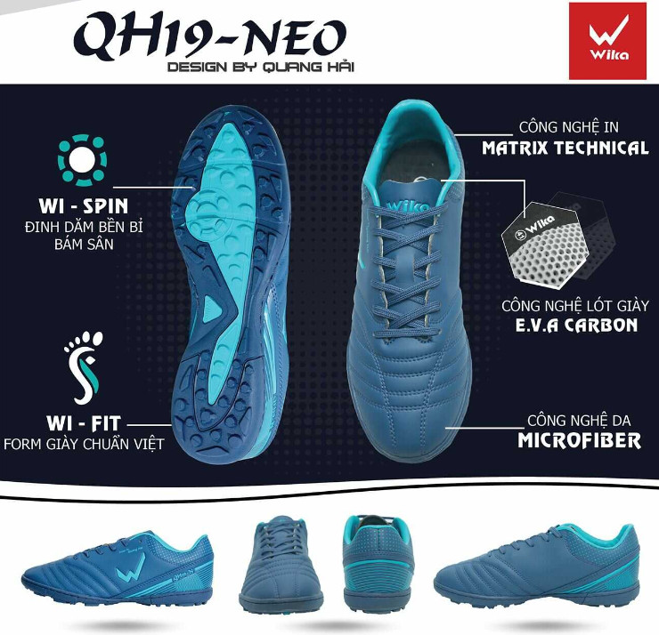 GIẦY ĐÁ BÓNG WIKA - QH19NEO QUANG HẢI - TÍM THAN