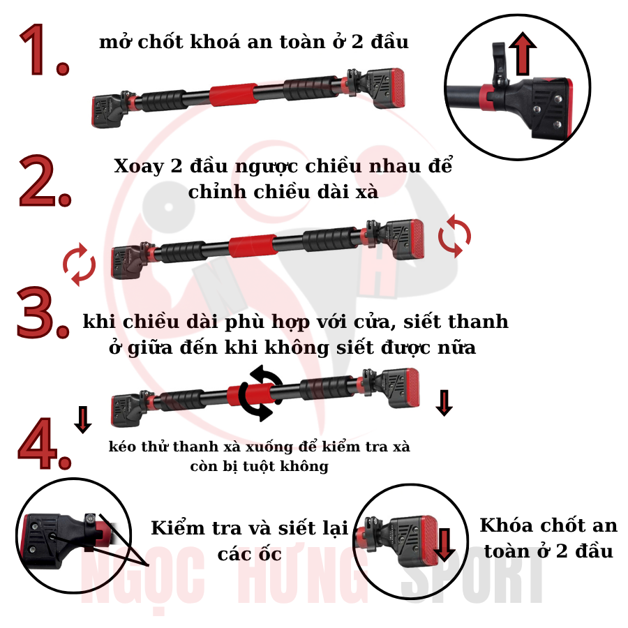 Xà Đơn Treo Cửa: Chịu Lực 150kg, Khóa Chống Xoay An Toàn