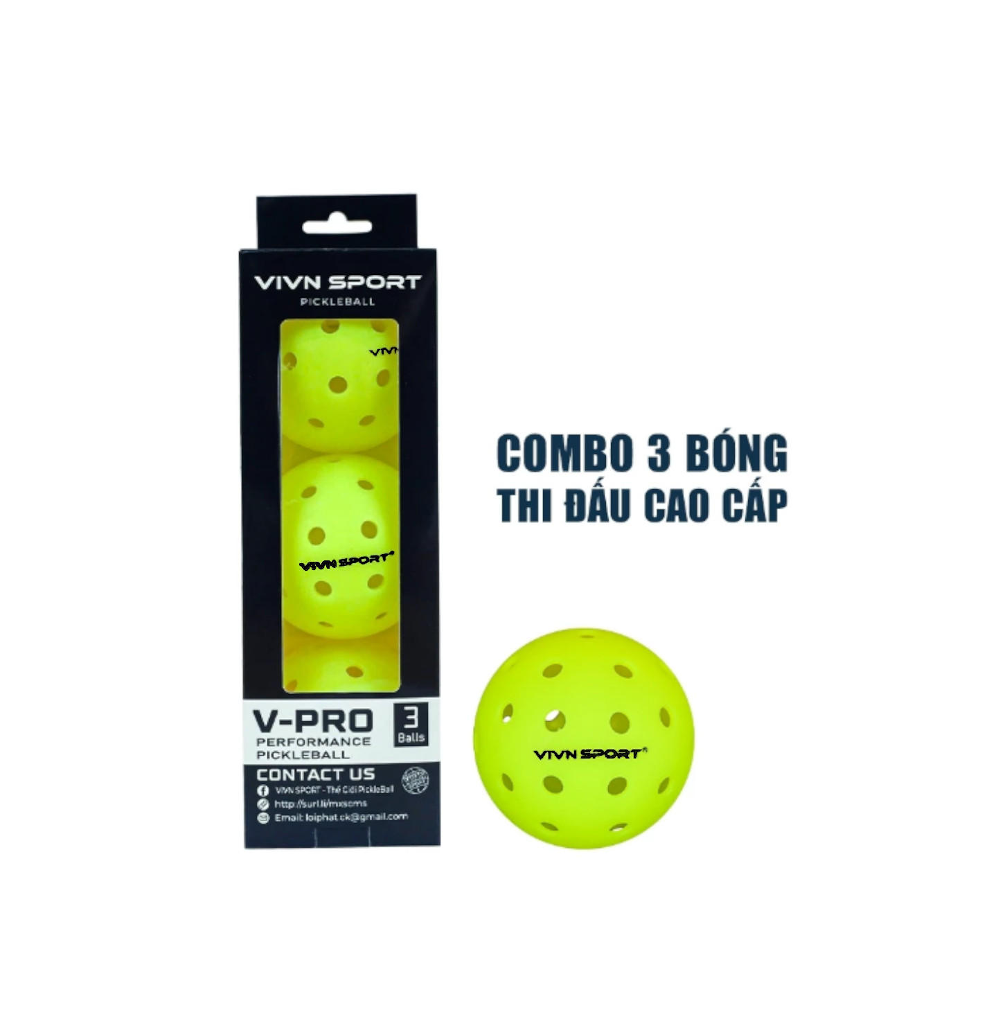 Bóng Pickle ball VIVN SPORT V-pro hộp 3 quả