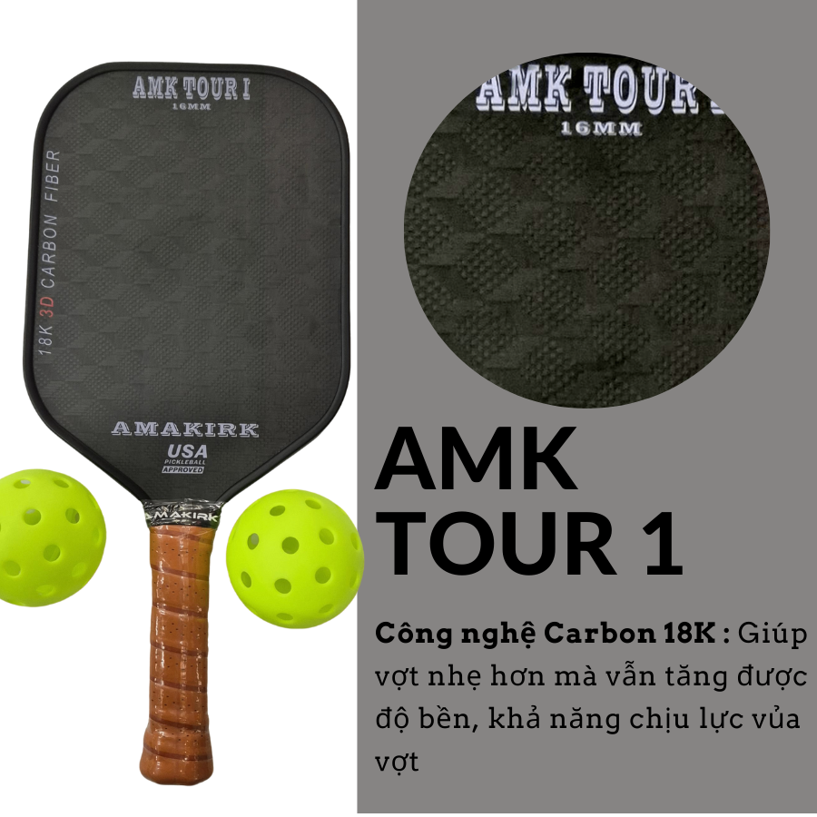 Siêu Vợt Pickleball Armakirk AMK TOUR I - Thống Trị Sân Đấu với Sức Mạnh và Độ Chính Xác