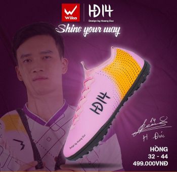 GIÀY BÓNG ĐÁ WIKA HĐ14 Hoàng Đức màu  HỒNG